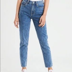 american eagle striped mom jeans